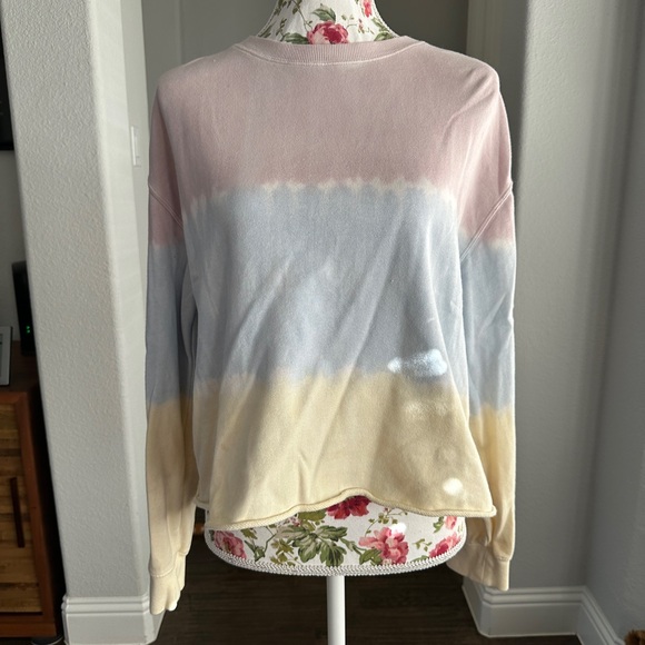 Rainbow tie dye patterned sweater medium spiritual gangster crew neck - Picture 2 of 13